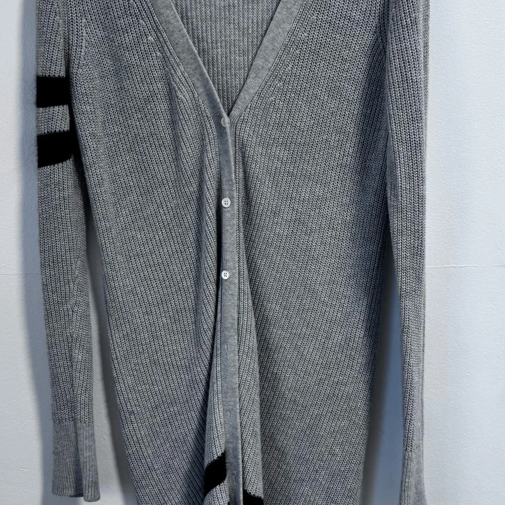 Banana Republic grey and black stripe knee length cardigan